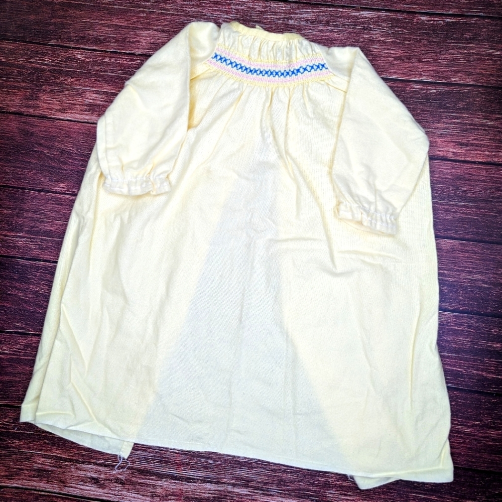 Vintage Baby Nightgown Open Back Yellow Embroidery